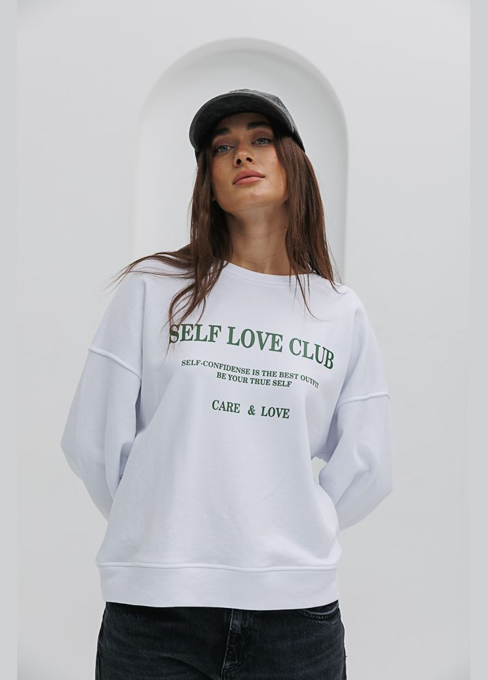 Жіночий світшот із принтом Self love club Arjen - крій білий - (291761990)