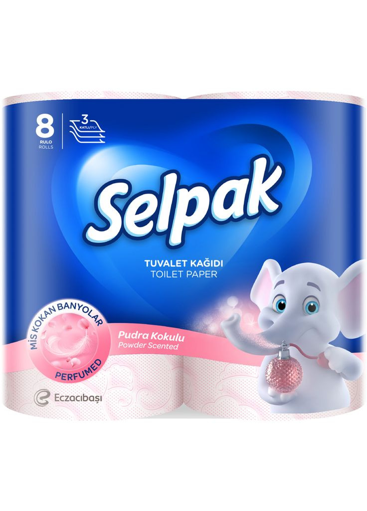 Туалетная бумага Perfumed Пудра 3 слоя 8 рулонов (8690530044517) Selpak (337169888)