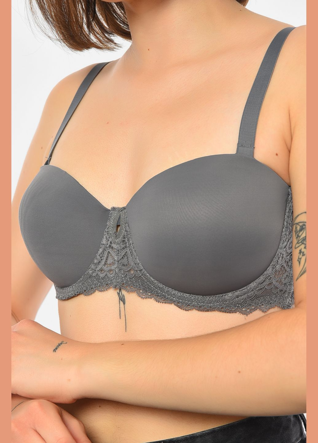 Сірий бюстгальтер жіночий сірого кольору чашка с Let's Shop поліестер