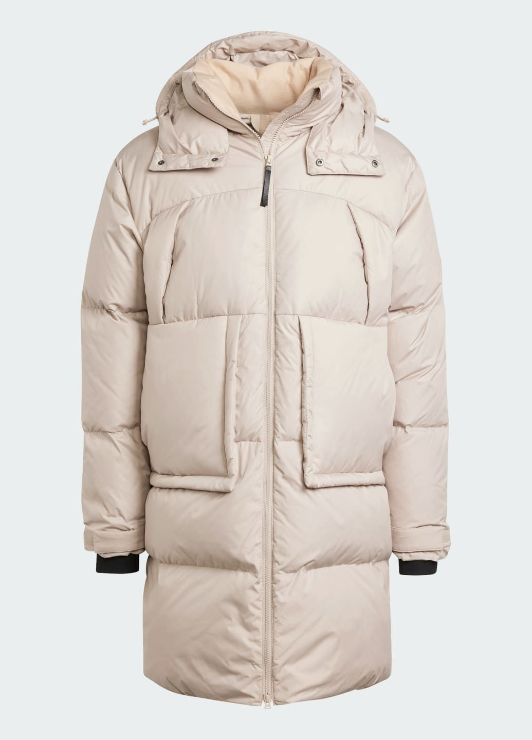 Бежевая демисезонная пуховик big baffle adidas