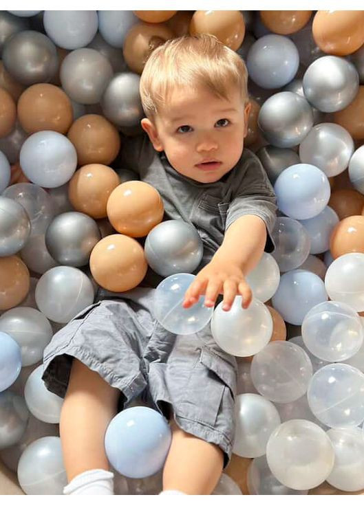 Сухий Басейн з 200 кульками з натурального оксамиту (велюр) в бежевому кольорі JoyfulKids (368766616)