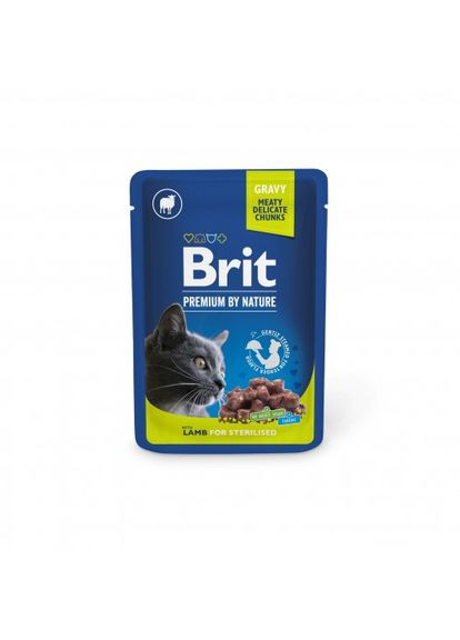 Вологий корм Cat pouch для стерилізованих котів, ягнятина, 100 г Brit Premium (364789151)