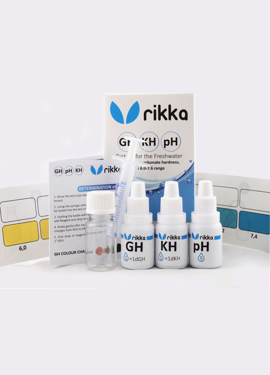 Тест набор для пресной воды GH KH pH 67.6 Rikka (292258043)