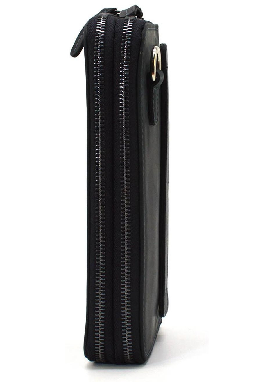 Сумка клатч з ремінцем на руку з натуральної шкіри чоловіча для телефону маленька Чорний 40204 LIMARY (361348659)