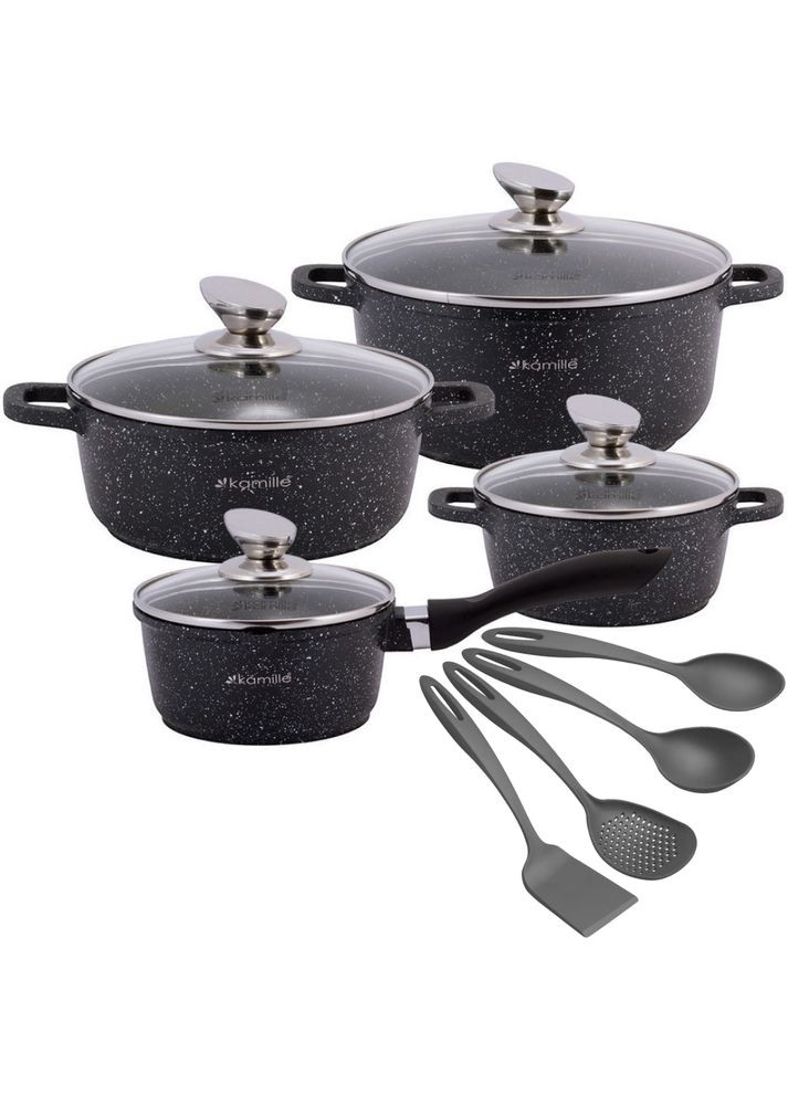 Набор посуды 9 пр. KM4429+Набор кухонных принадлежностей Tramontina Ability из нейлона 4 шт. 25199/601 Kamille (316516039)