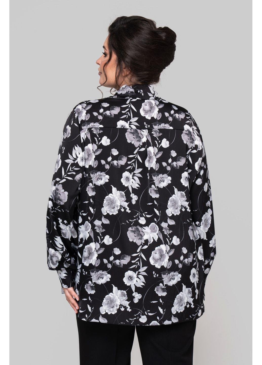 Чорна сорочка прямого силуету з сатину all posa (ap102259p) A'll Posa