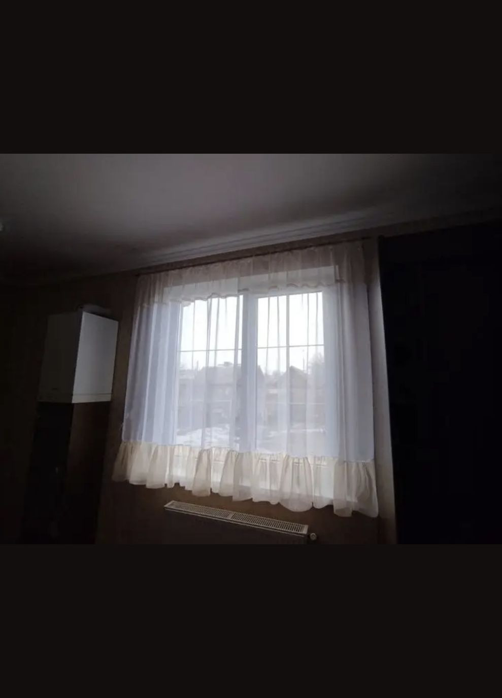 Тюль готовий вуаль мереживо Білий, бежевий 300*180 см) Hanna (342716537)