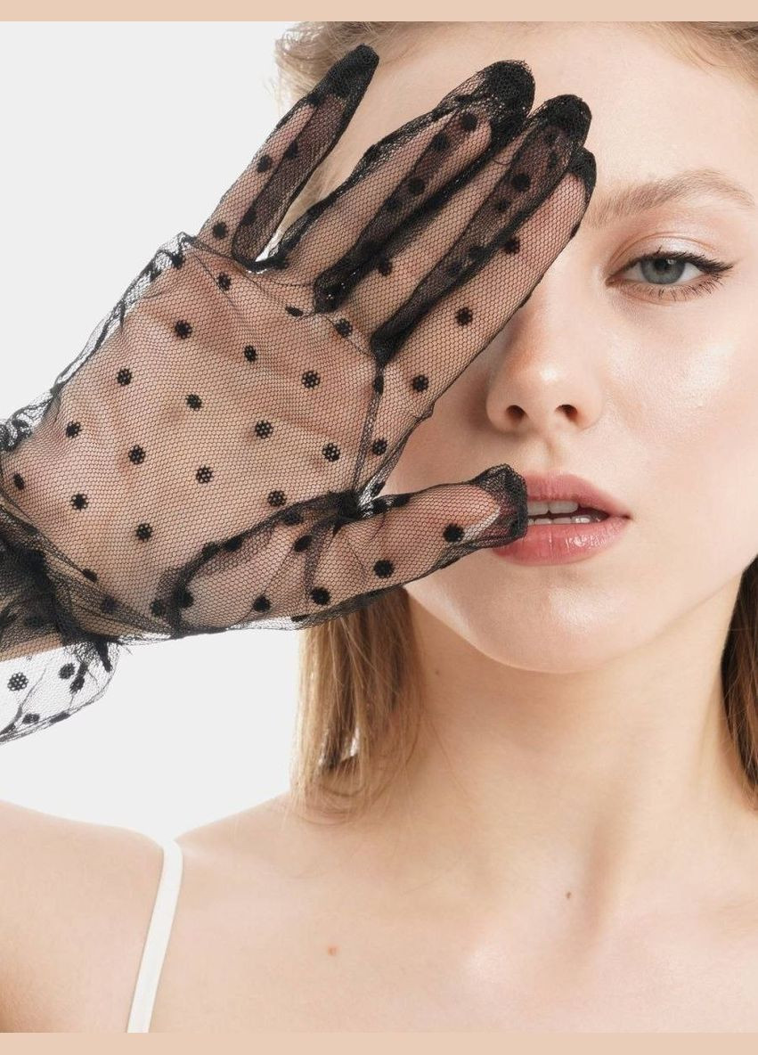 Полупрозрачные перчатки Горох с элегантным принтом в горошек универсального размера No Brand Рукавички (336184294)