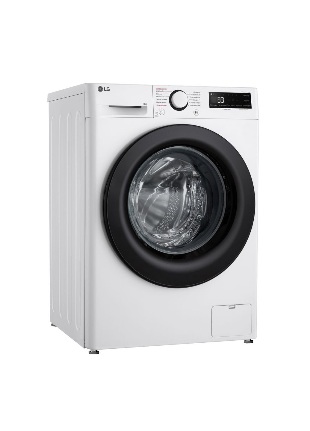 Стиральная машина фронтальная, 8кг, 1200, A, 48см, дисплей, пара, инвертор, белый LG (370617676)