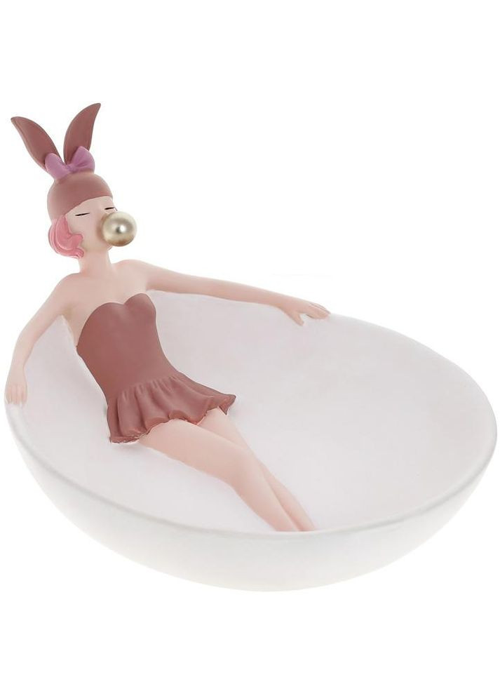 Подставка для украшений Девушка-Зайка полистоун белый с розовым для хранения украшений и бижутерии Bona (368991087)