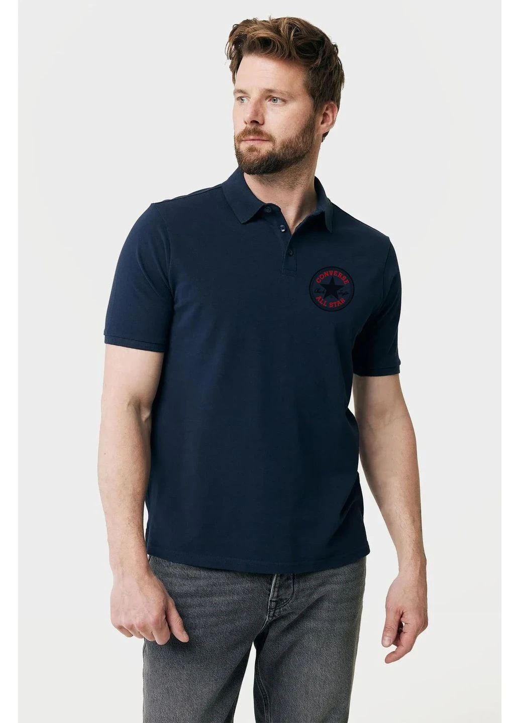 Синя чоловіча футболка-поло з принтом f27 dark blue No Brand