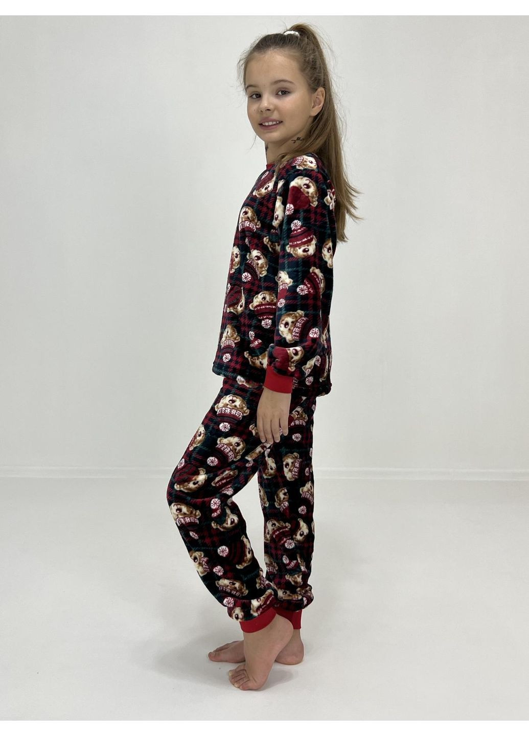 Темно-зеленая зимняя пижама детская зимняя новогодний медвежонок 158 темно-зеленая (27241079-5) Triko