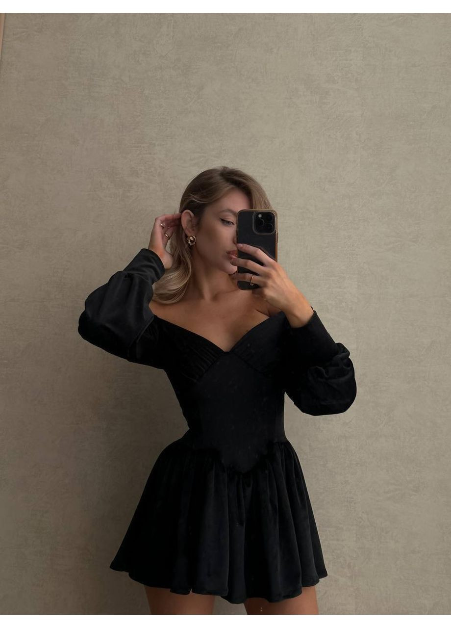 Комбінезон Україна комбінезон-шорти чорний святковий, коктейльний, повсякденний, відвертий, вечірній велюр