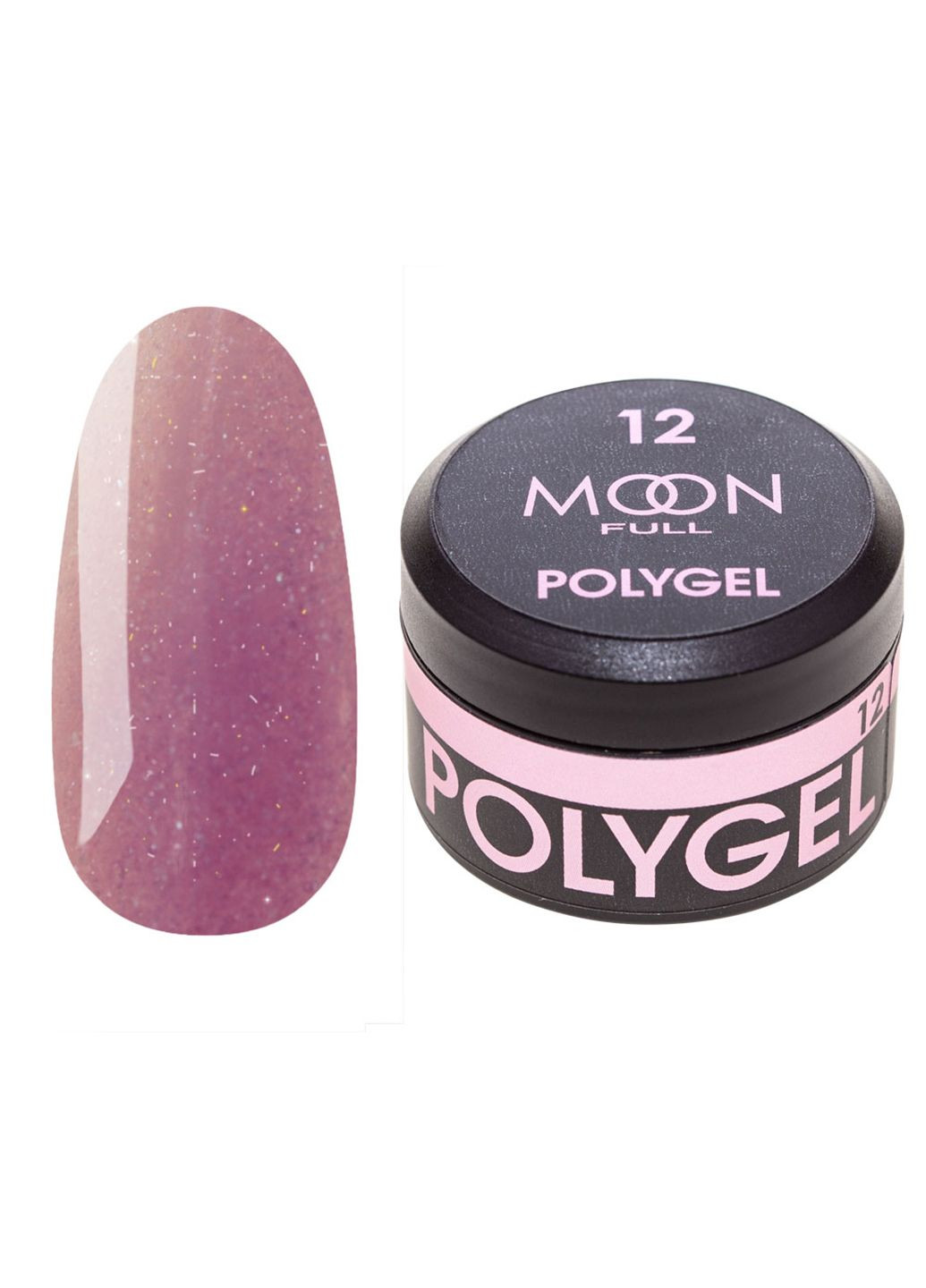 Полігель для нарощування нігтів Full Poly Gel №12 Рожево-металевий з шимером 15 мл Moon (294340123)