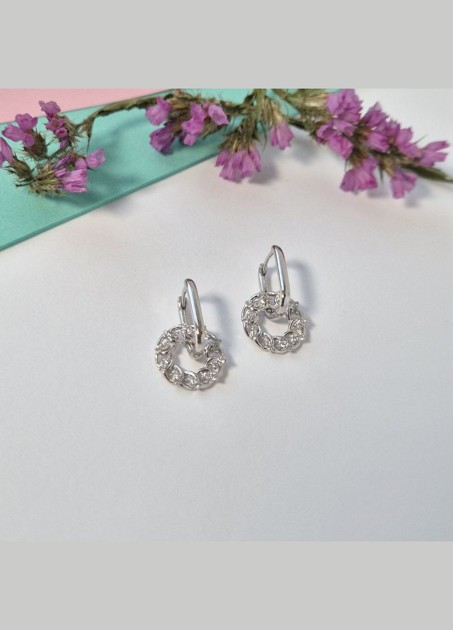 Срібні сережки з підвіскою срібло 925 проби Родоване 5027р 3.10г No Brand (306741979)