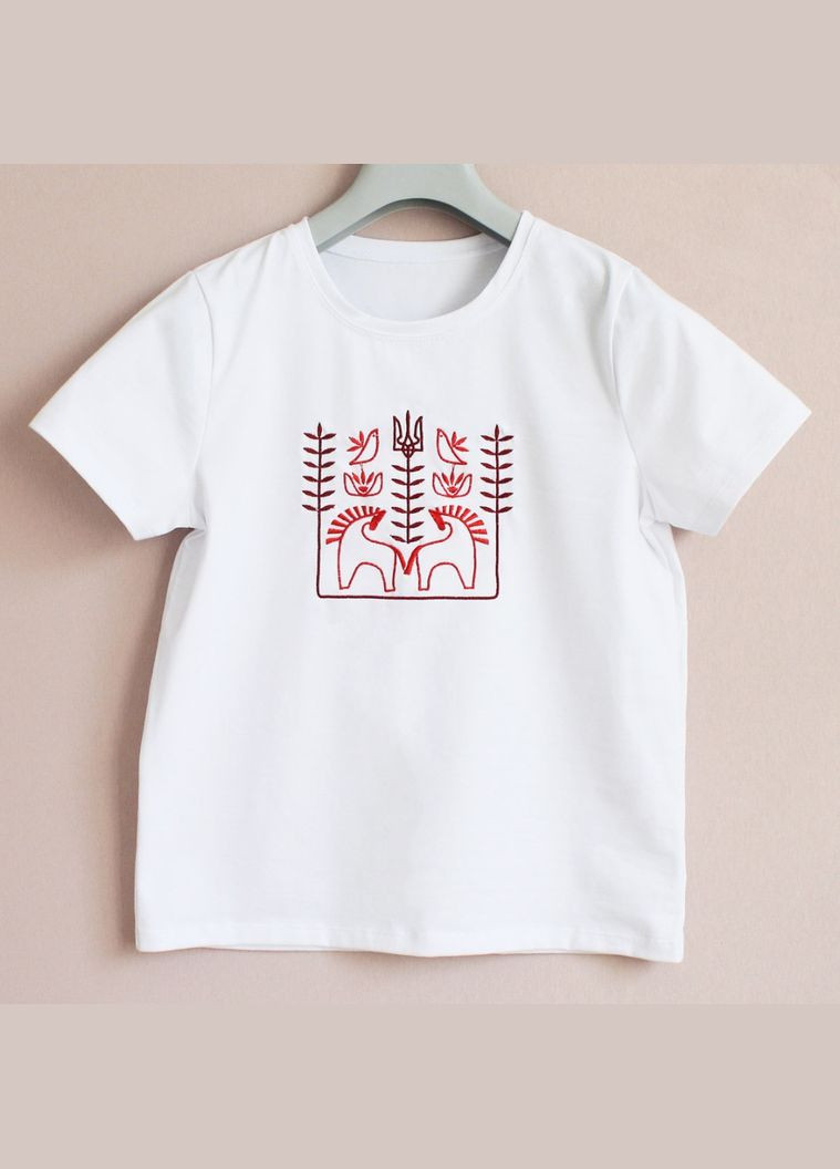 Женская футболка с авторской вышивкой Воля Ladan - (301026535)