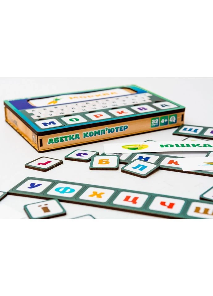 Дерев'яна іграшка-сортер "Абетка комп'ютер" Puz-73913, 32 карточки PuzzleOK (396679128)