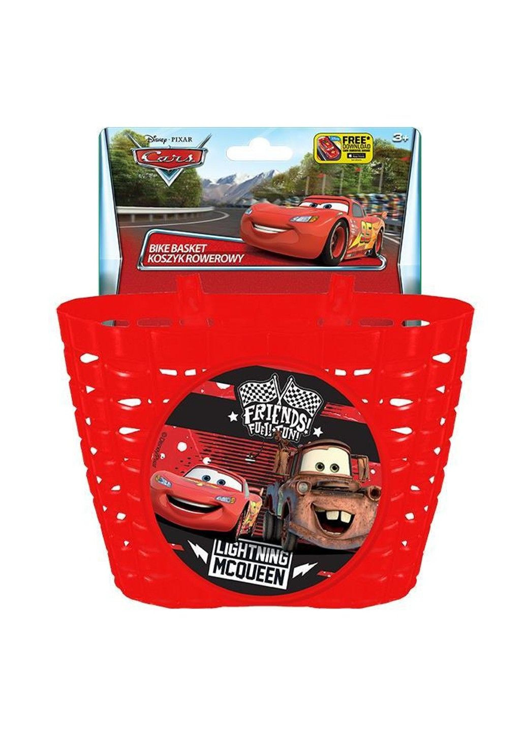 Кошик передній Mendelli 12" Cars пластик, червоний Kos (359456370)