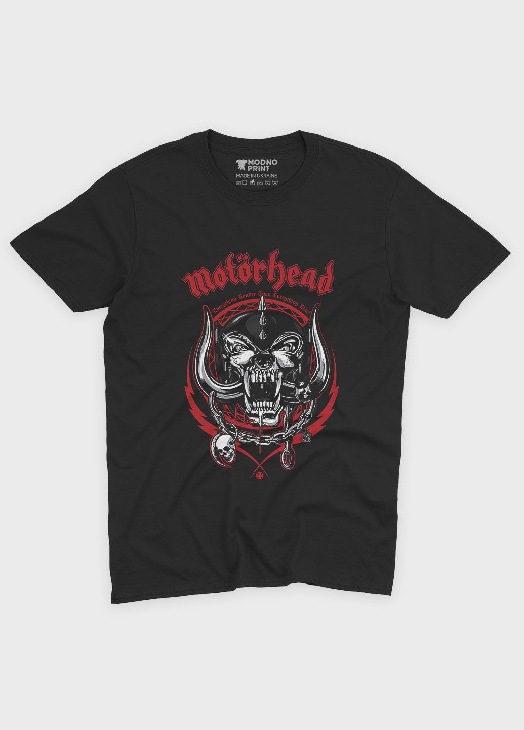 Чорна чоловіча футболка з рок принтом "motorhead" (ts001-4-bl-004-2-255) Modno