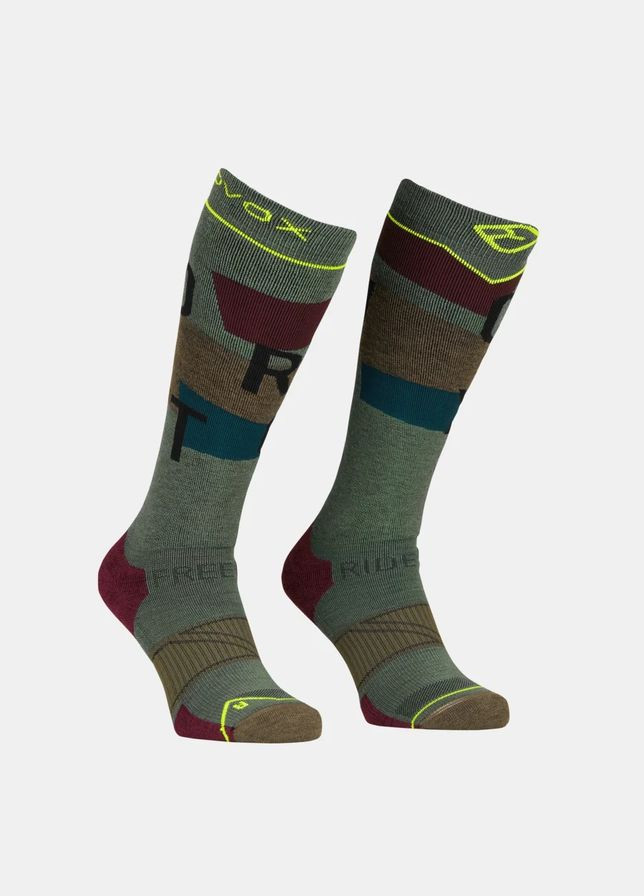 Термошкарпетки чоловічі Freeride Long Socks Cozy Mens Сірий-Зелений Ortovox (278273536)