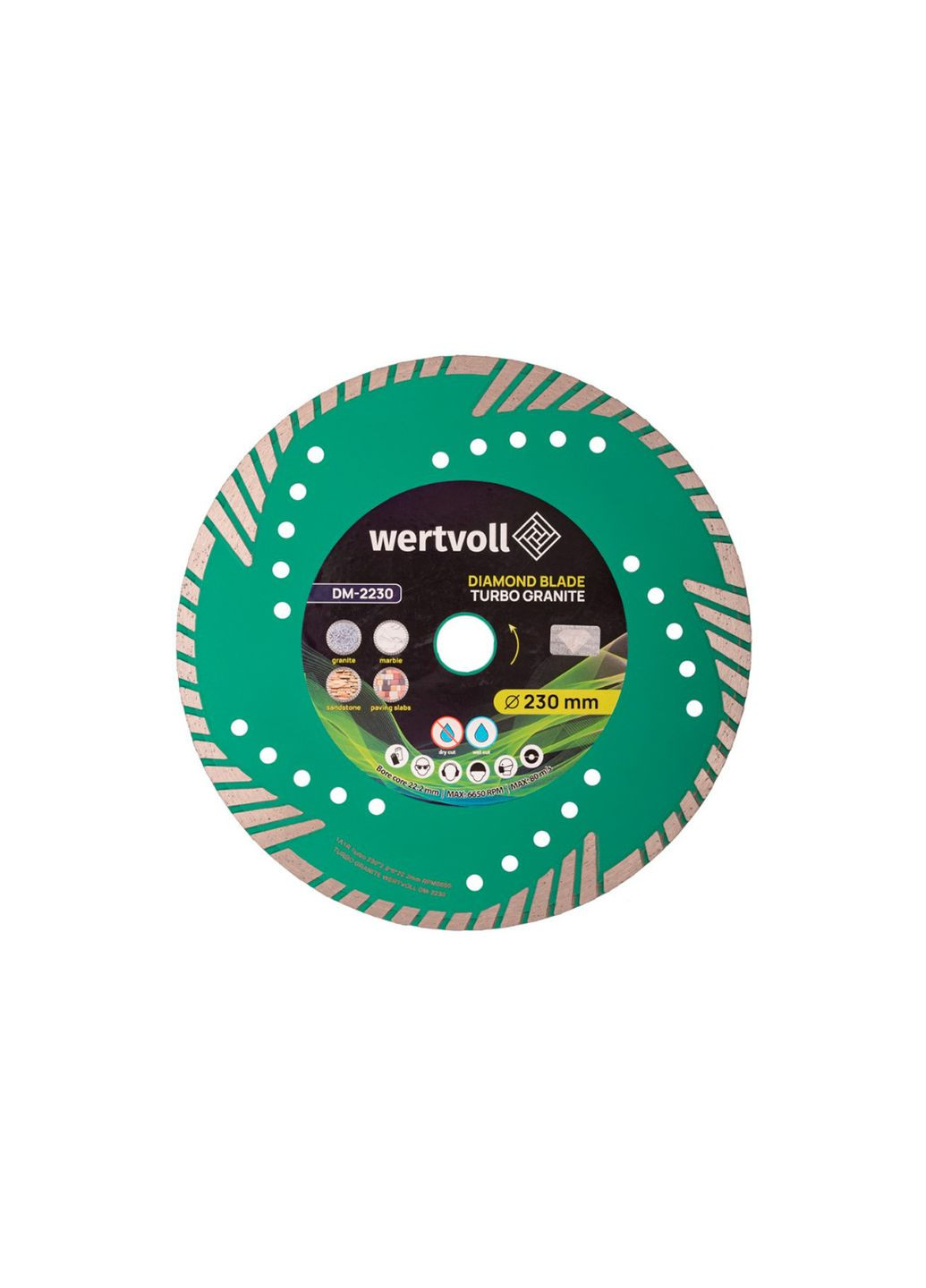 Диск отрезной алмазный Wertvoll для бетона и гранита Turbo 230 мм, диаметр 22.2 мм, высота 8 мм Mastertool (332203089)