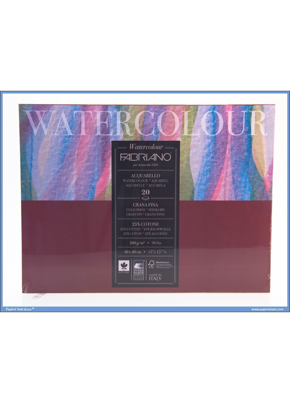 Склейка-блок для акварели Watercolor A3 (29,7х42 см) 200г/м2 20л среднее зерно Fabriano (362578297)