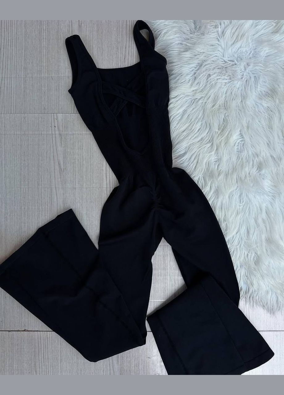 Спортивний комбінезон No Brand комбінезон-брюки однотонний чорний спортивний, кежуал дайвінг