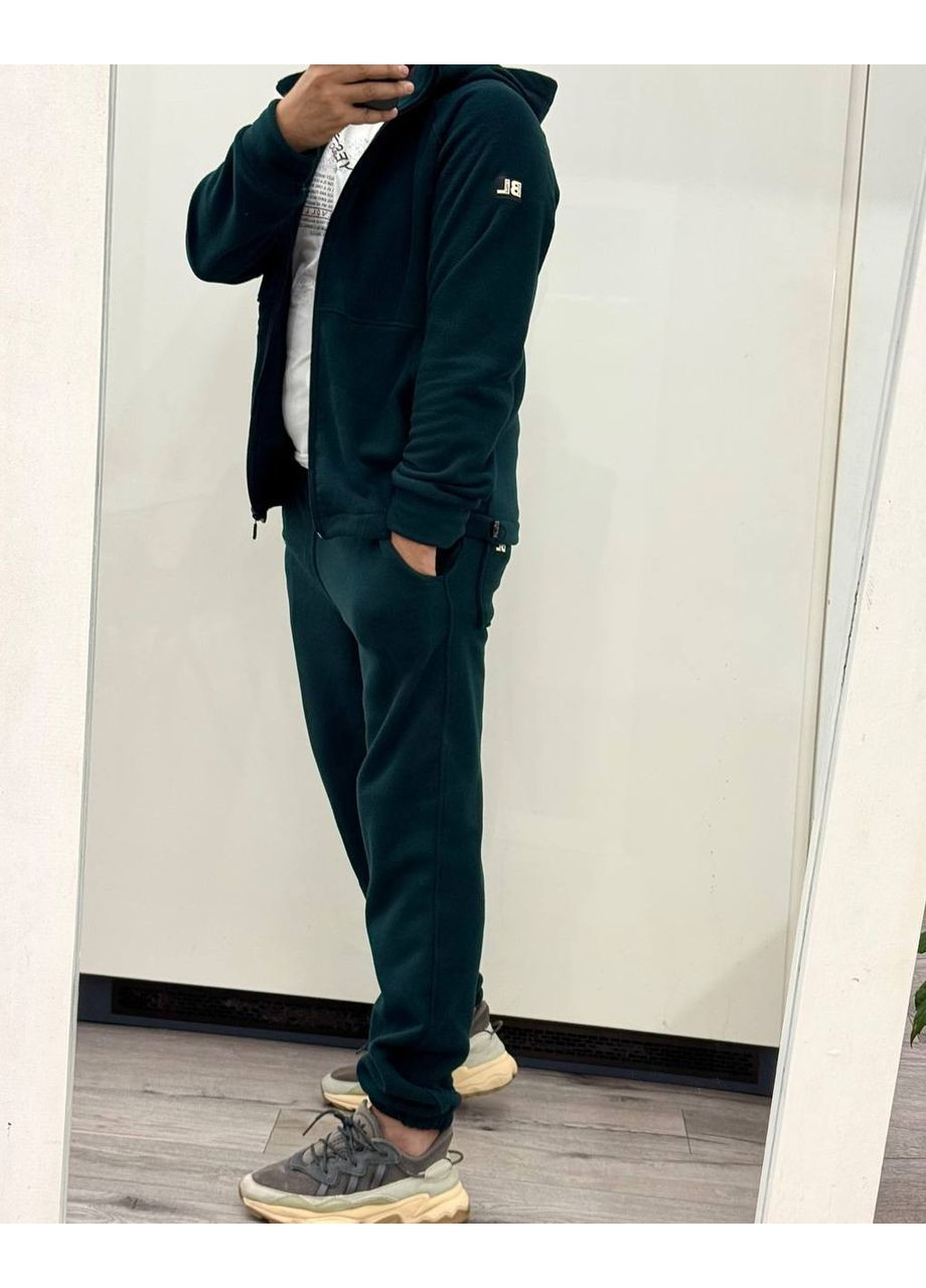 Зеленый зимний костюм 7003 турецкий флис полар плотность 300,теплый очень,кофта и брюки Україна