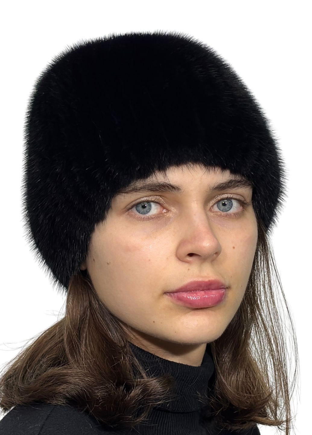 Зимняя норковая вязаная шапка Меховой Стиль Коса (211066502)