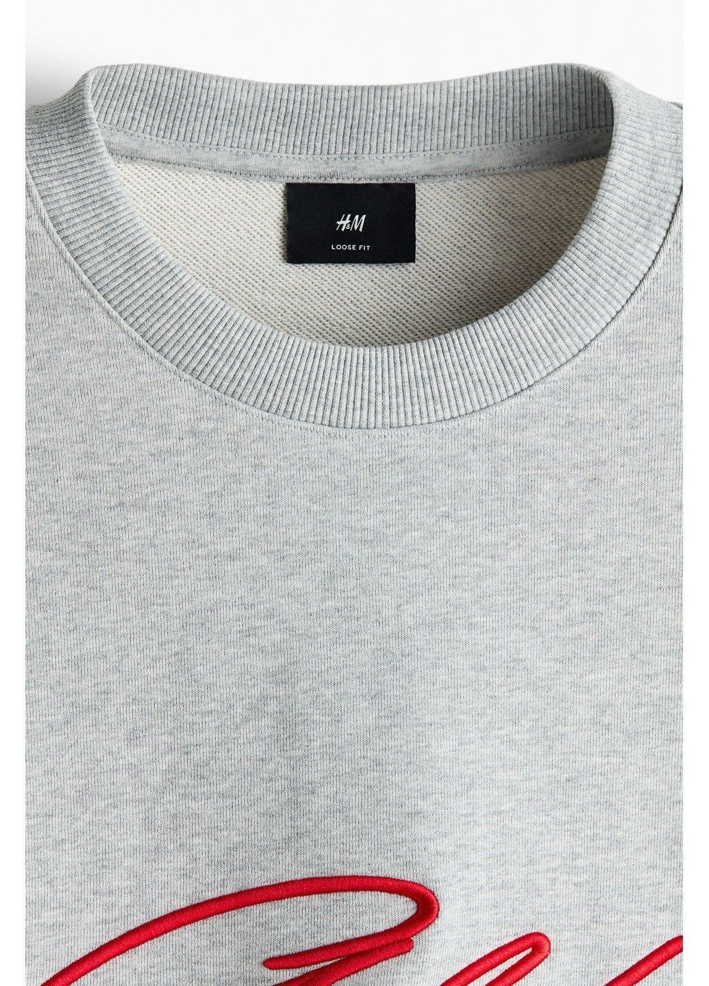 Серый мужской свитшот loose fit с принтом н&м (58671) s серый H&M (367377294)