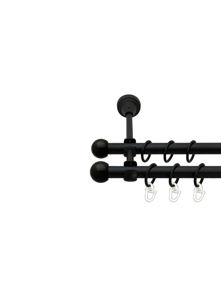 Карниз Шар Болонь металлический двухрядный открытый гладкая труба Черный Бархат 16\16 мм 300 см (00-00021008) ORVIT (300689573)