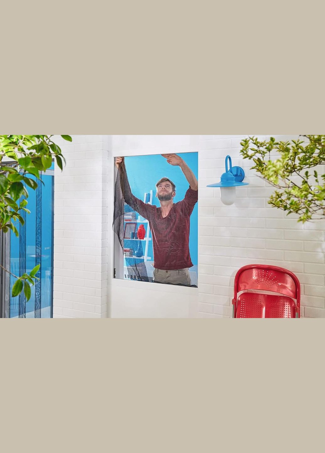 Москітна сітка Insect Stop для вікон, клейка, знімна, регульована, антрацит, 100 × 100 см Tesa (308992188)