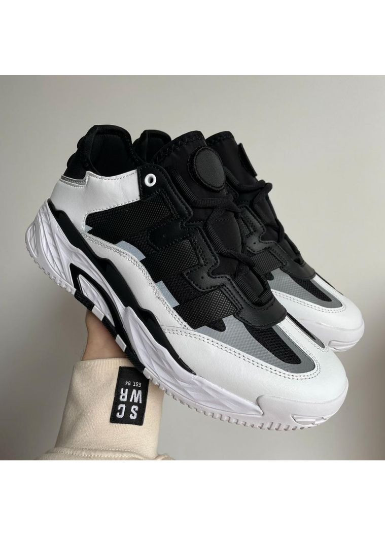 Чорні Осінні кросівки чоловічі adidas niteball black white 4 адідас найтбол No Brand