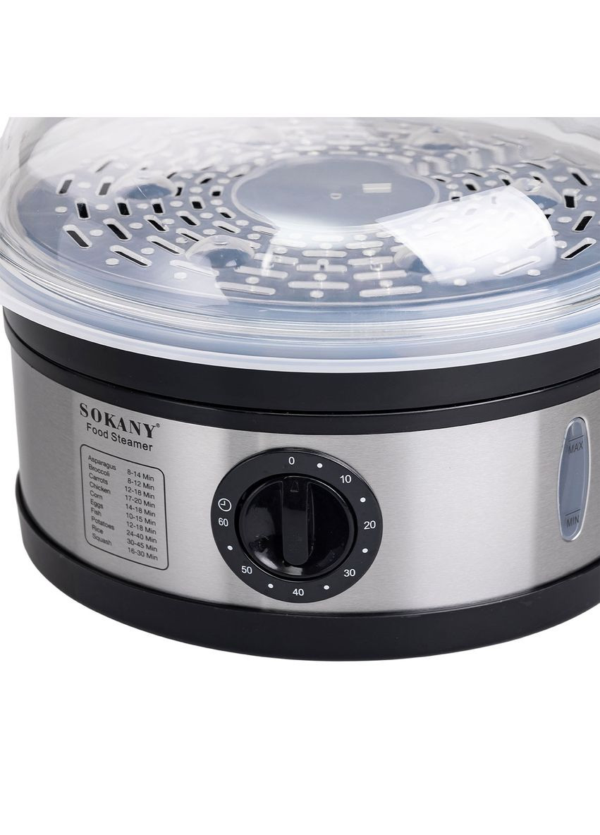 Пароварка електрична трирівнева з таймером та захистом від перегріву 650 Вт 11 л Sokany (360455198)