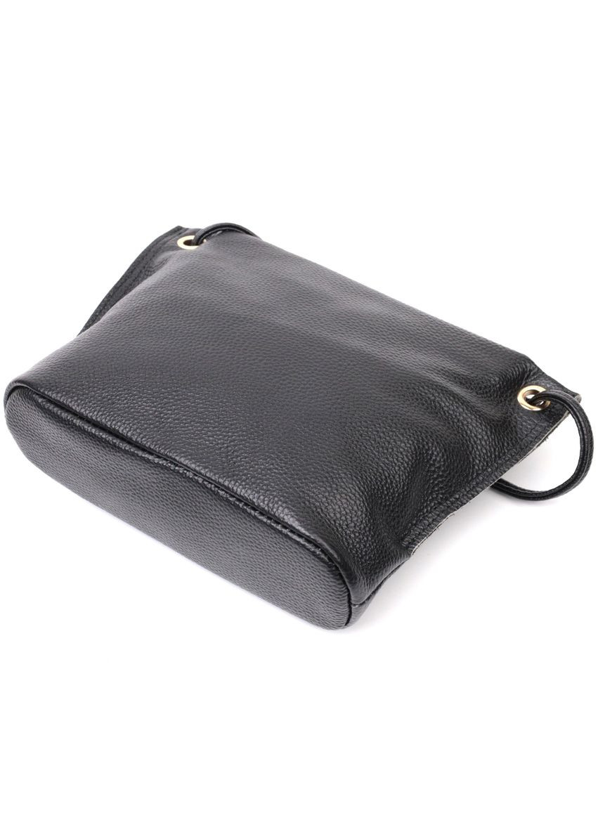 Женская трапециевидная сумка через плечо кожаная 22395 Черный Vintage (302007714)