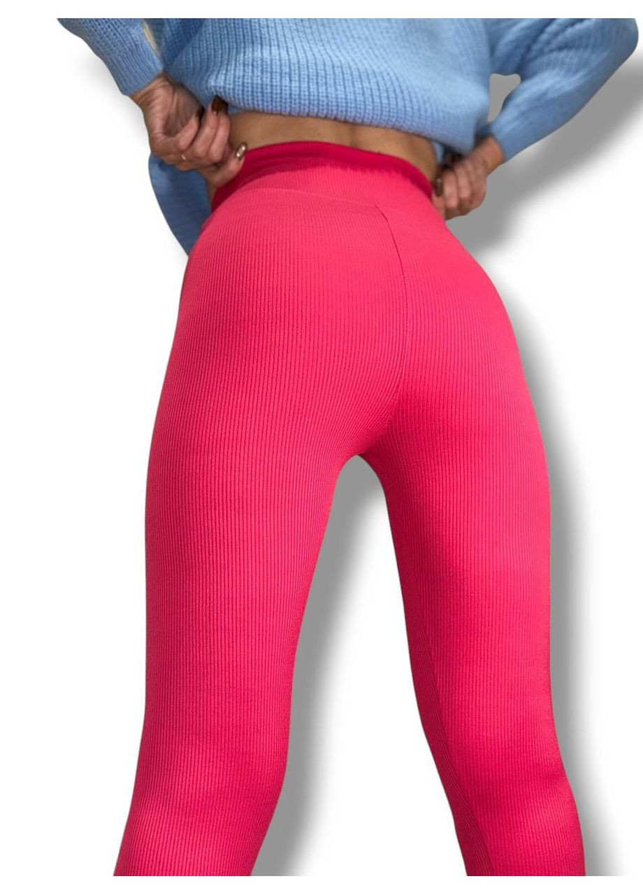 Лосины в рубчик эластичные с высоким широким поясом черные No Brand Лосини в рубчик (322873935)