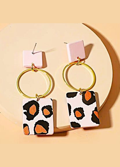 Сережки подовжені Леопард на рожевому No Brand (336211413)