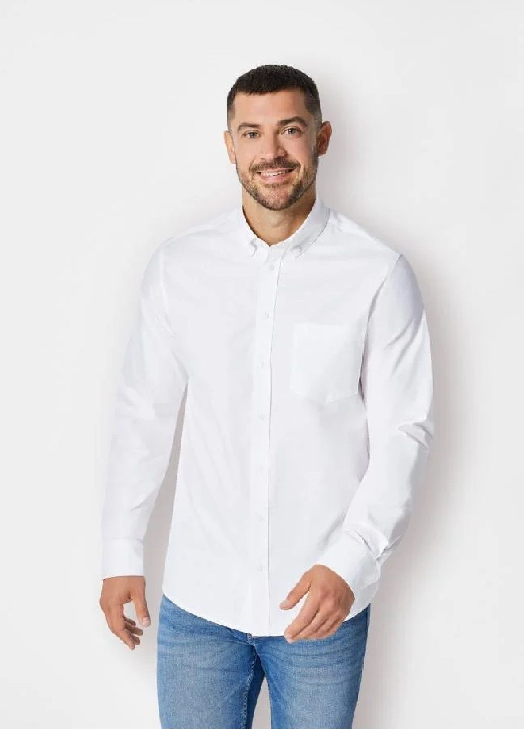 Белая кэжуал рубашка однотонная Livergy