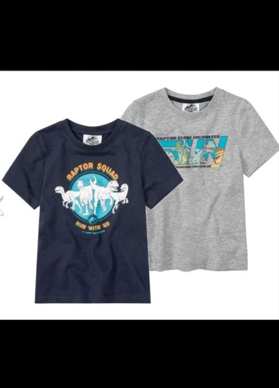 Серая демисезонная набор футболок с динозаврами для мальчика. германия. Jurassic World