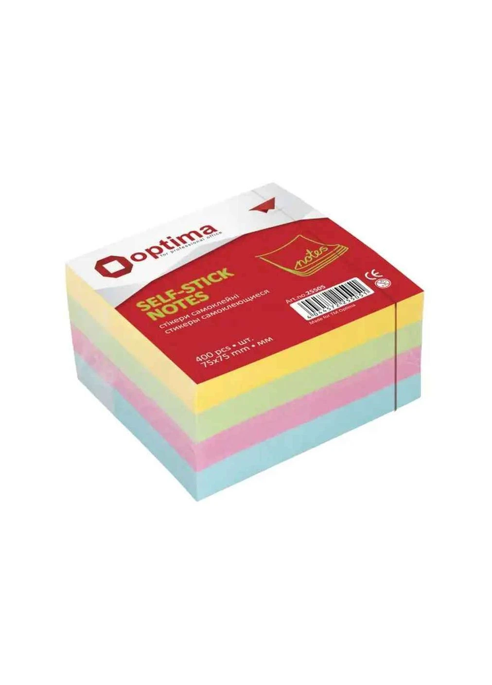 Блок для записей с клейким слоем 75х75мм 400л пастель микс ТМ Optima No Brand (387532634)