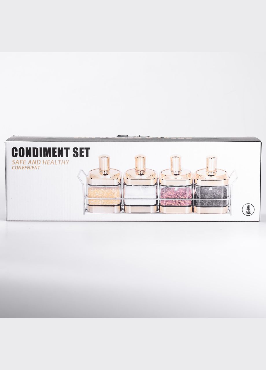 Набір банок для сипучих продуктів 4 штуки 350 мл скляні на підставці HP-1340 Yiwu (322654076)