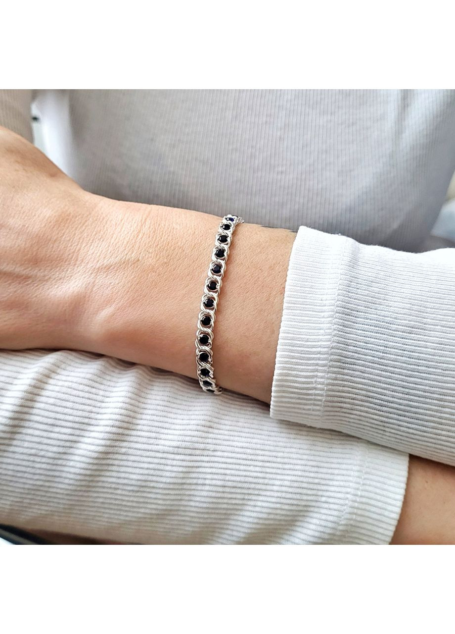 Серебряный браслет Арабский Бисмарк с Синими камнями 17 - 21 см серебро 925 пробы 7003 син 8.22г Nobrand (369612478)