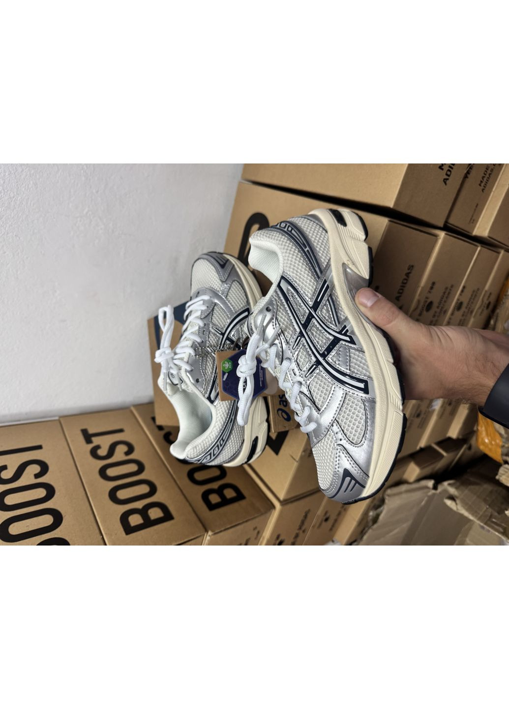 КРОССОВКИ ЖЕНСКИЕ ASICS GEL-1130 SILVER WHITE АСИКС ГЕЛЬ 1130 No Brand белые демисезоны (369388727)