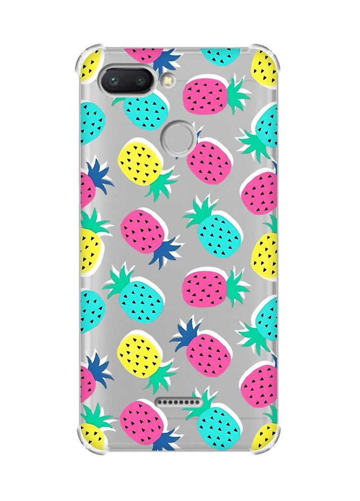 Чохол із потовщеними кутами для Xiaomi Redmi 6:: Різнокольорові ананаси (принт 346) Creative (360670343)