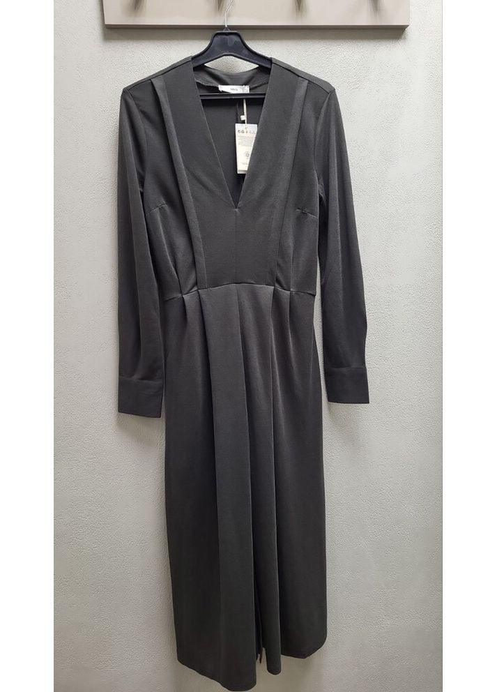 Темно-сіра сукня міді 87090526 Mango