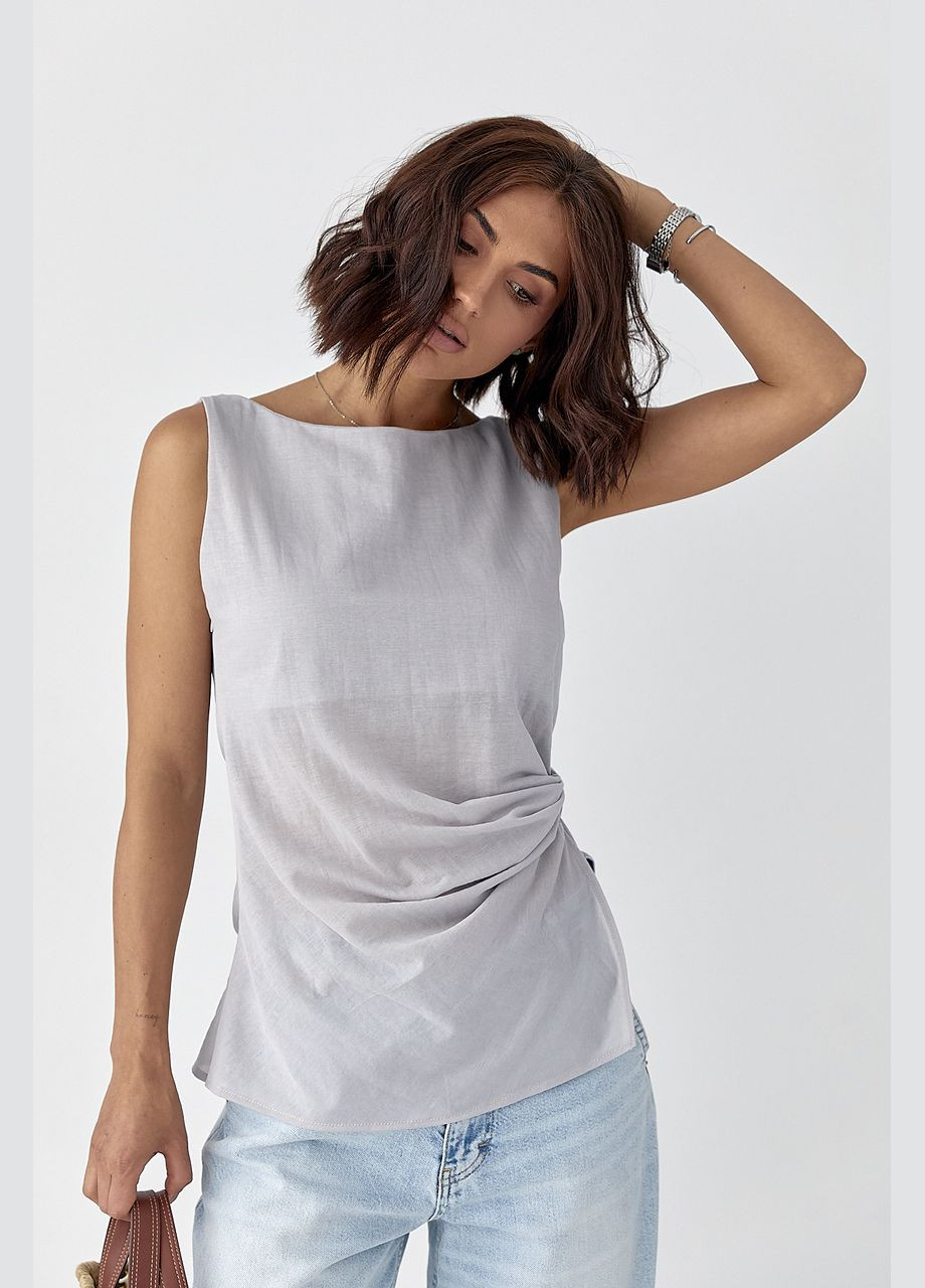 Віскозна майка з асиметричним низом - сірий колір Lurex — 340917721