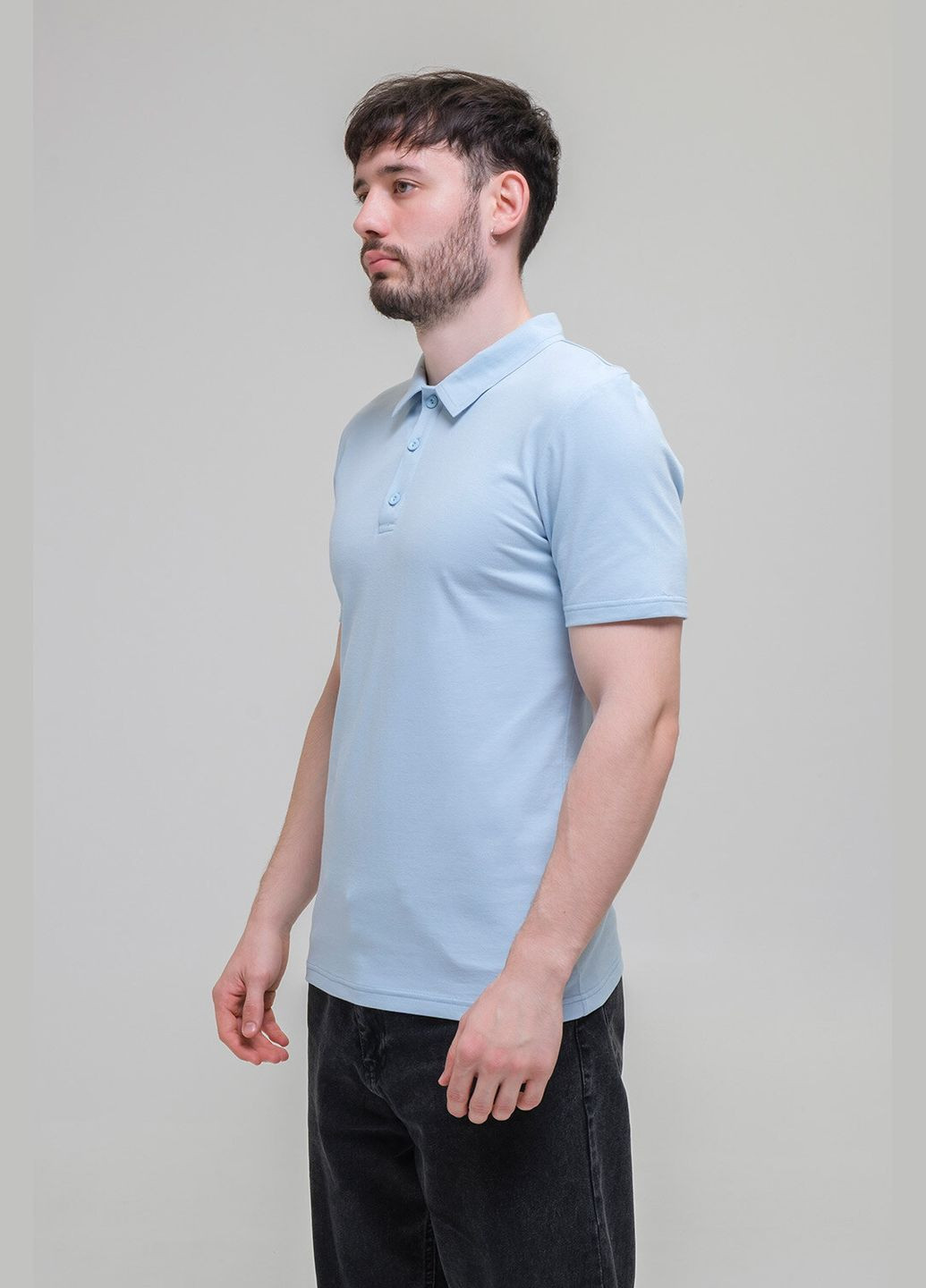 Голубая футболка polo premium качества голубая Garne