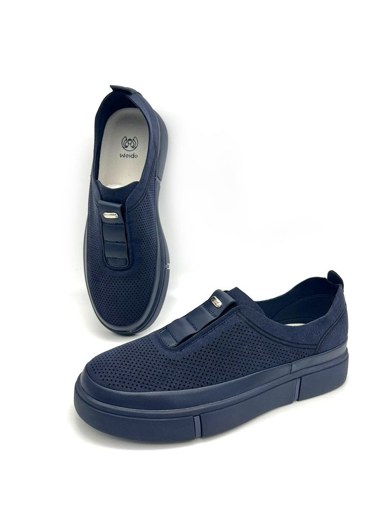 Жіночі темно-сині мокасини з перфорацією . Weide (359403297)