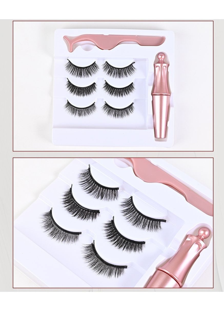 Набір з 3 пар багаторазових магнітних вій підводки і пінцета для денного та вечірнього макіяжу No Brand (353492316)