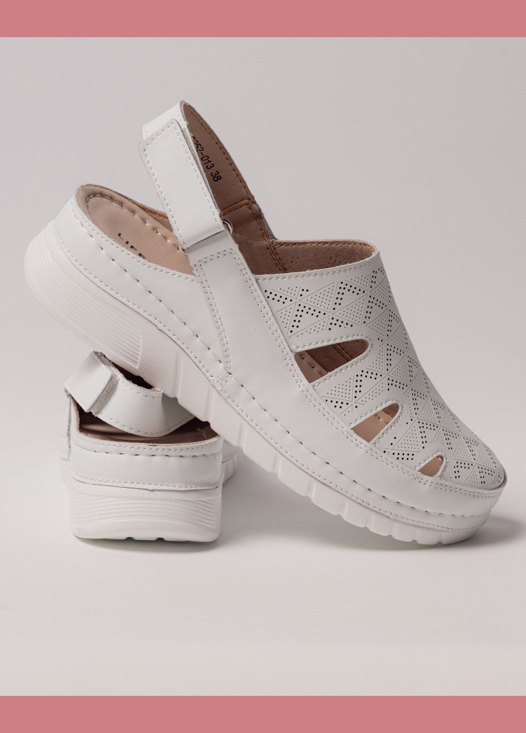 Белые босоножки на платформе белые кожа Lifexpert на липучке